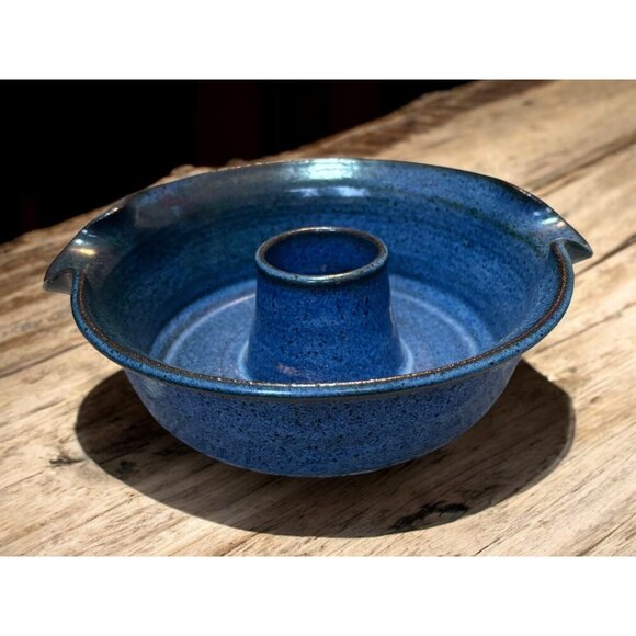 Cape Fear Art Pottery Carolina Chicken Roaster Cobalt Blue 9 1/2" - Picture 1 of 11